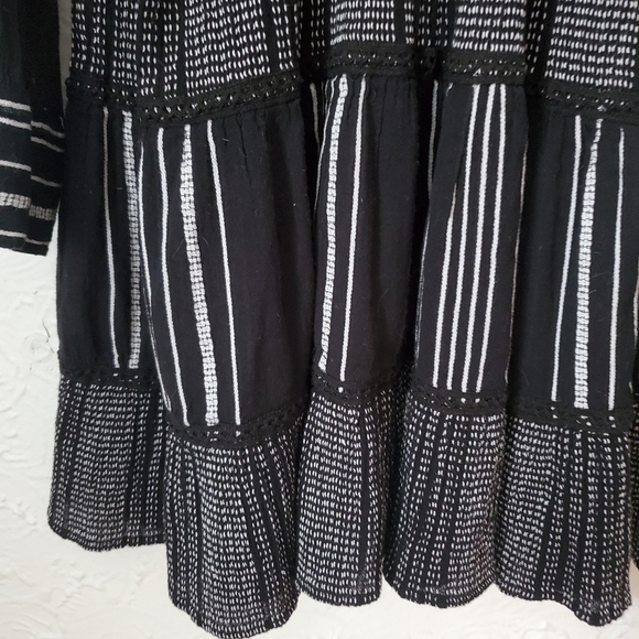 Zara Black White Patchwork Boho Dress - Picture 6 of 8